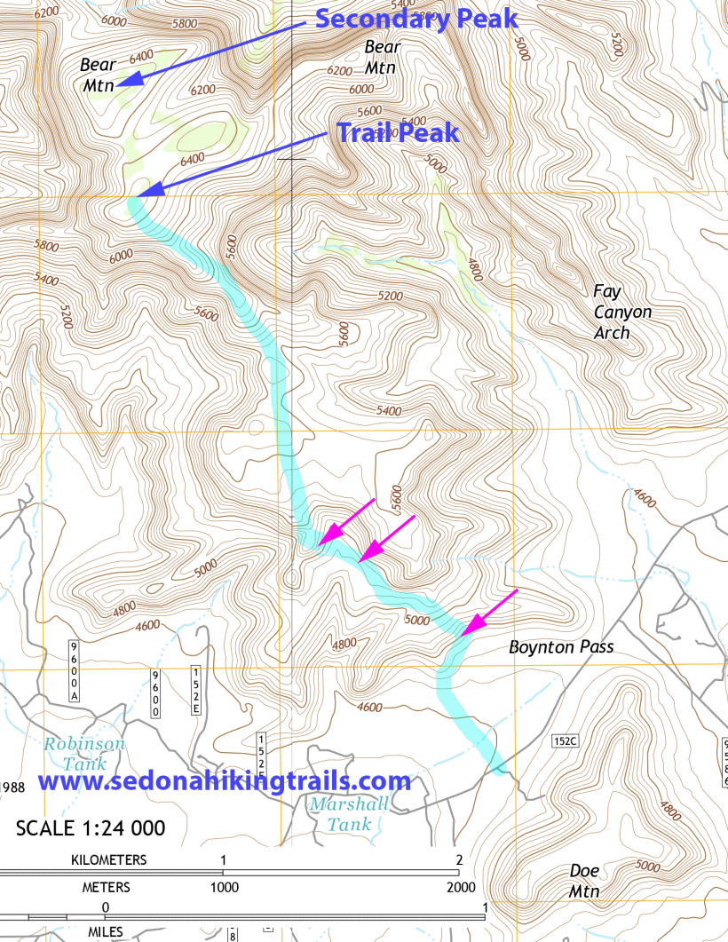 Topo Map Bear Mtn Trail