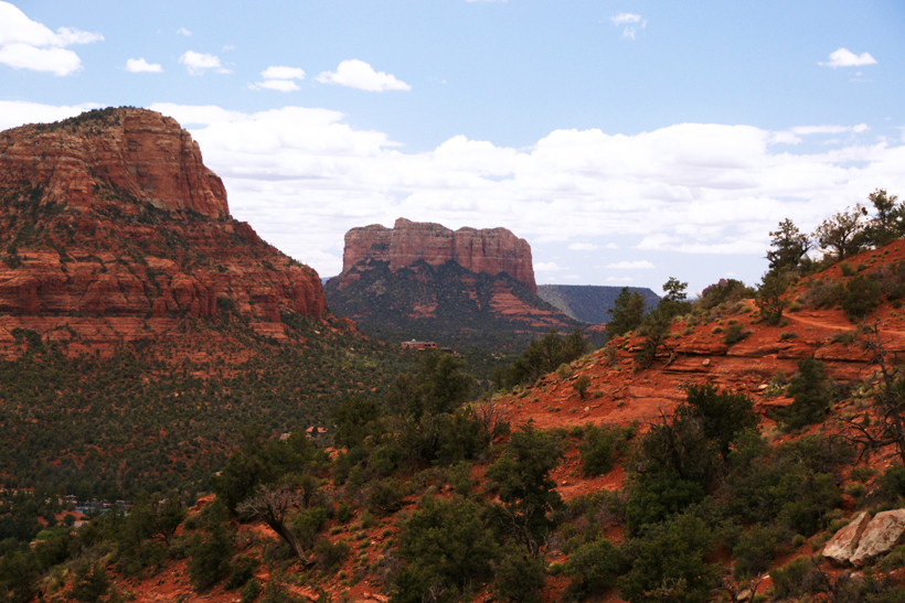 Courthouse Butte seen on the horizon from the beginning of Airport Loop Trail