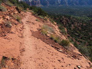 This is the most dangerous part of the trail.  It is sloping and there is a near vertical very long drop off to the right.