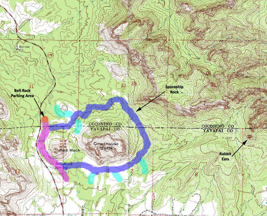 Topographic Map of Courthouse Butte Loop