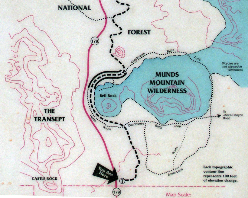 Trail Map of Bell Rock Trail and Courthouse Butte Loop